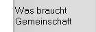 Was braucht Gemeinschaft?