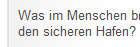 Was im Menschen braucht den sicheren Hafen?